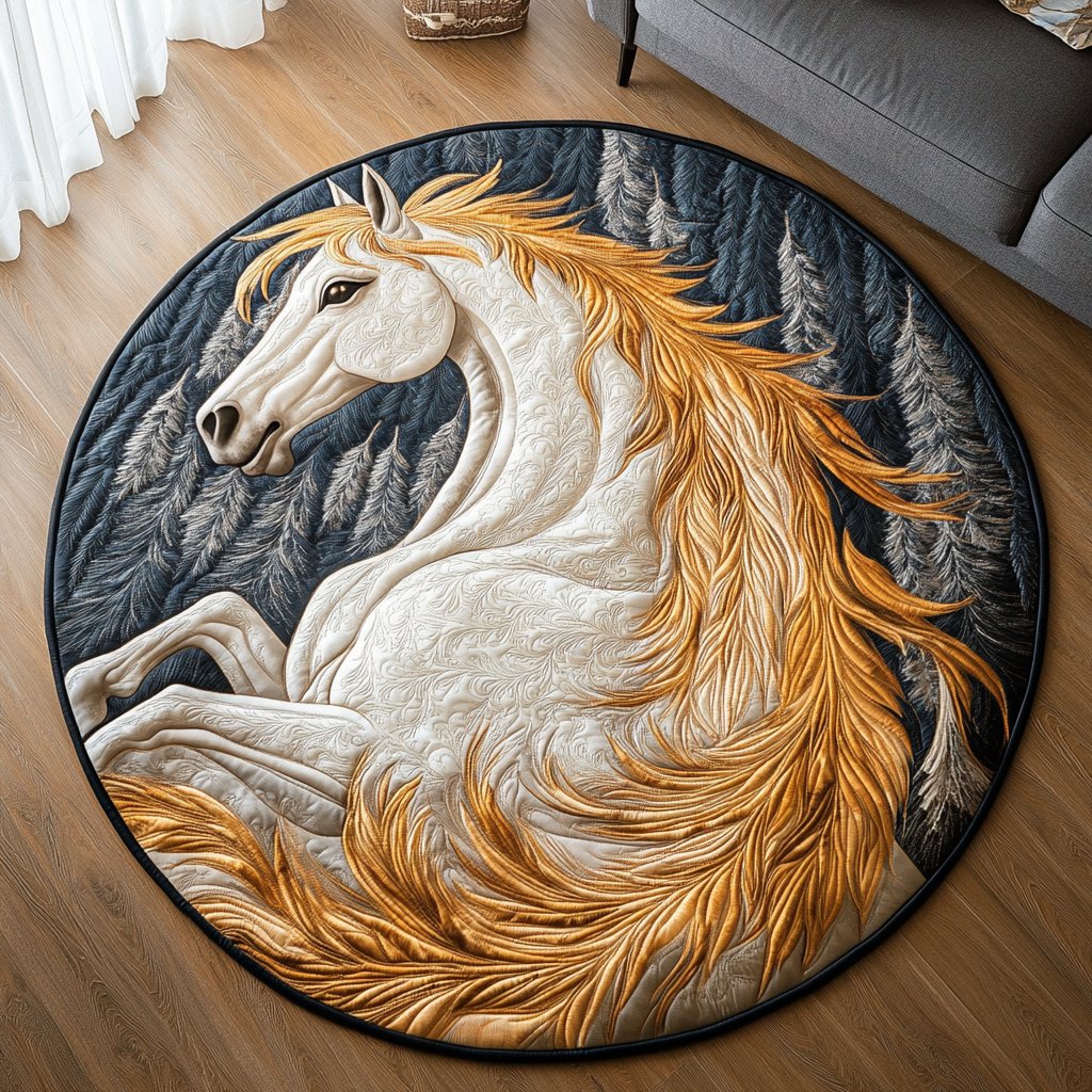 Dandelion Dash Round Mat Rug - washable non-slip printed rug