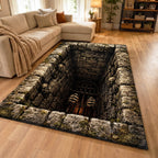 Dark Descent area rug in a living room