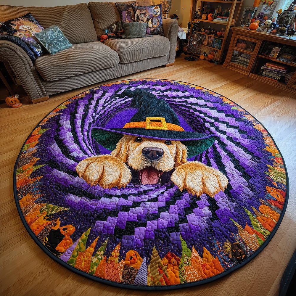 Dark Retriever Round Mat Rug - washable non-slip printed rug