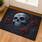 Dark Rose Skull Doormat - Seasonal Holiday Design | Printed Welcome Doormat