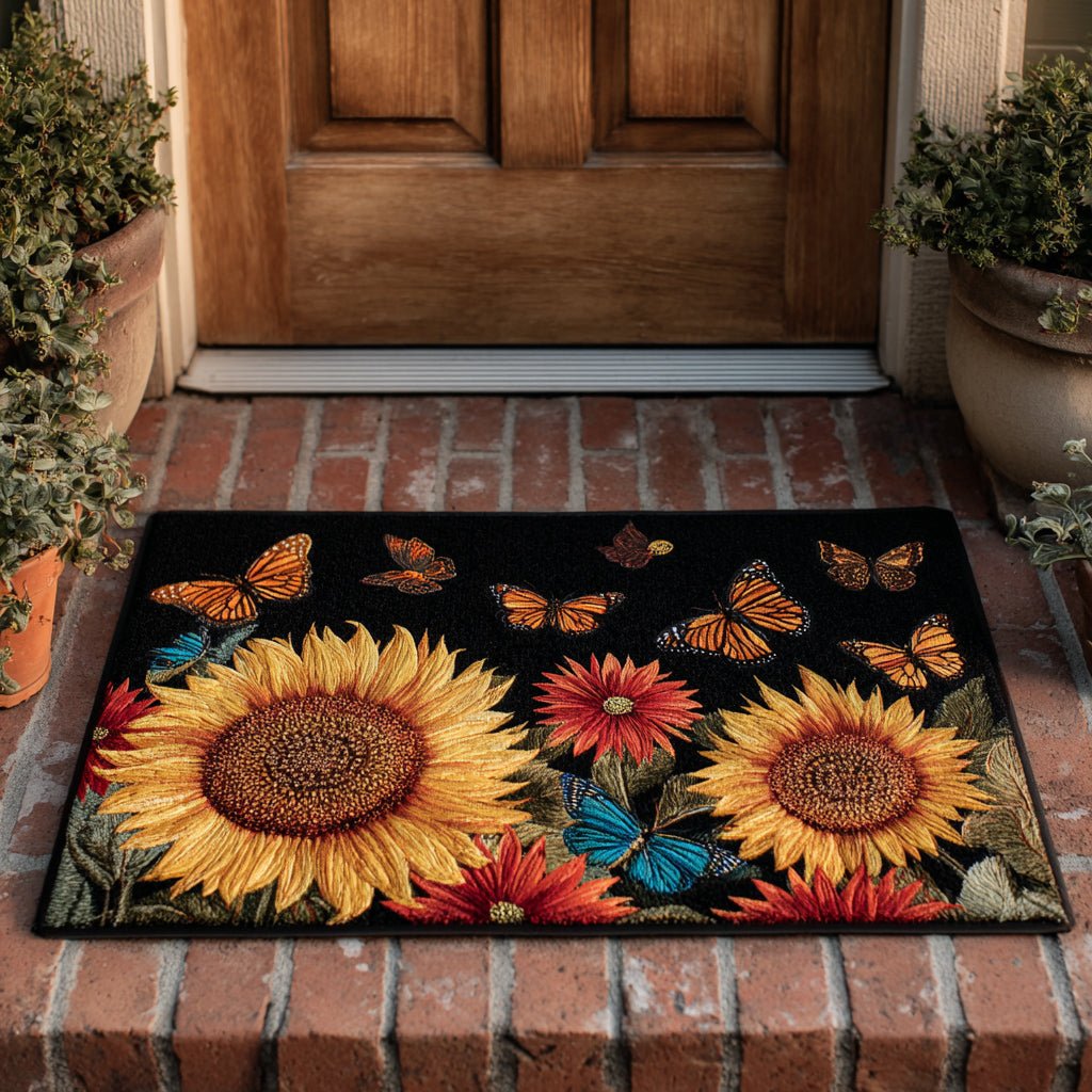 Dark Sunflower Doormat - Nature Design | Printed Welcome Doormat