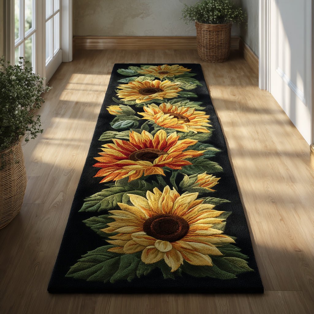 Dark Sunflower Garden Runner Carpet Runner Rug - Cute Pet Design | Animal Printed Runner Rug