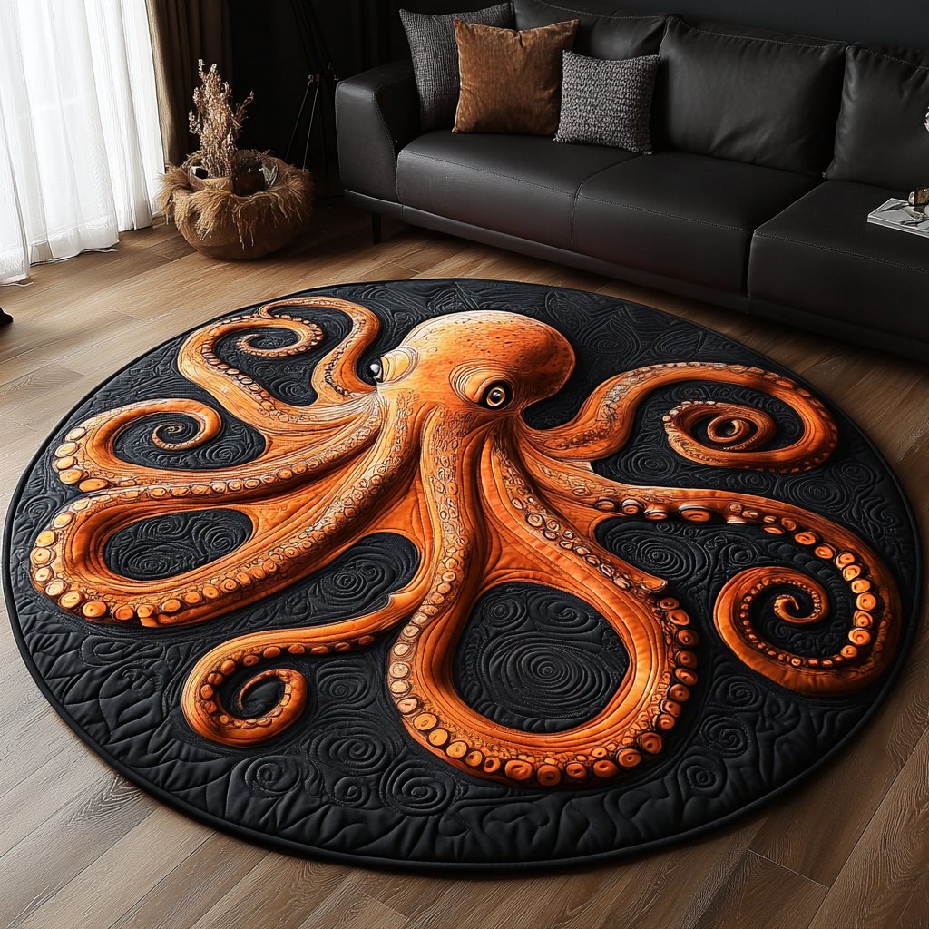 Dark Water Phantom Round Mat Rug - washable non-slip printed rug