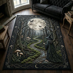 Dark Woodland Witch area rug in a living room