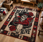 Dead Or Alive Skeleton area rug in a living room