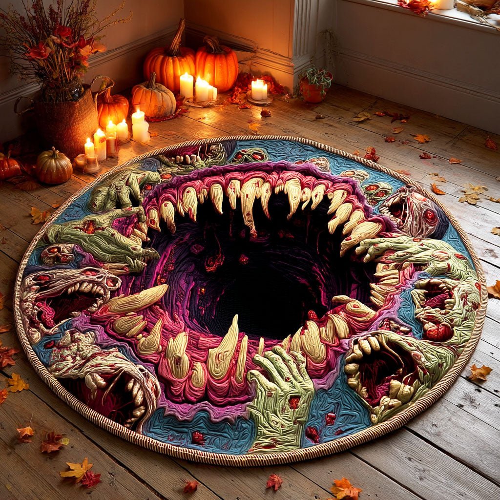 Death Maw Pit Round Mat Rug - washable non-slip printed rug