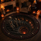 Decay Walker Round Mat Rug - washable non-slip printed rug