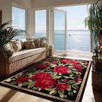 Deep Blossom area rug in a living room