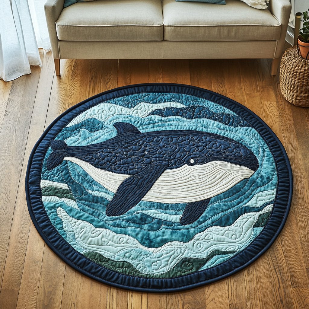 Deep Blue Majesty Round Mat Rug - washable non-slip printed rug