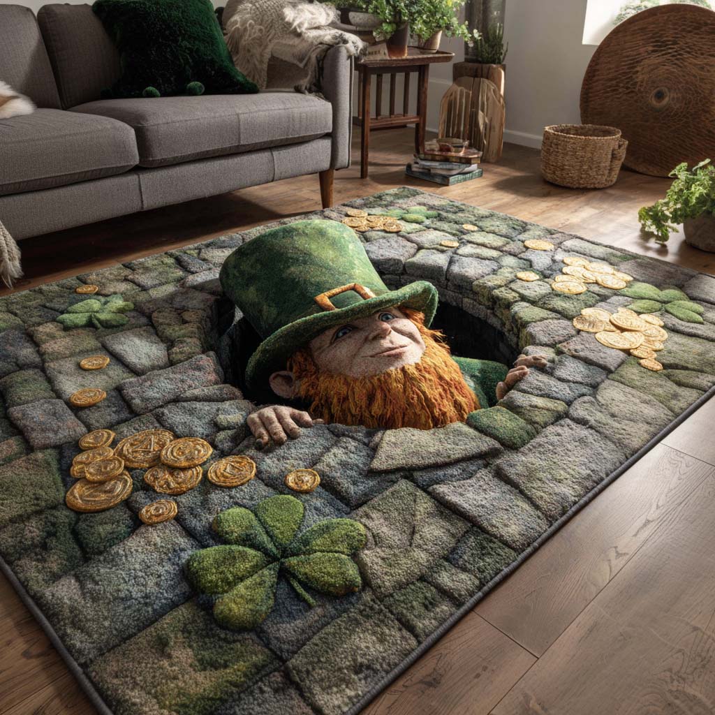 Deep Cave Fortune area rug in a living room