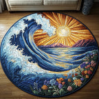 Deep Current Round Mat Rug - washable non-slip printed rug