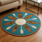 Deep Current (Design 2) Round Mat Rug - washable non-slip printed rug