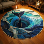 Deep Dive Round Mat Rug - washable non-slip printed rug