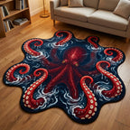 Deep Kraken Custom Shape Area Rug - Nature Design | Die-Cut Non-Slip Rug - washable non-slip printed rug