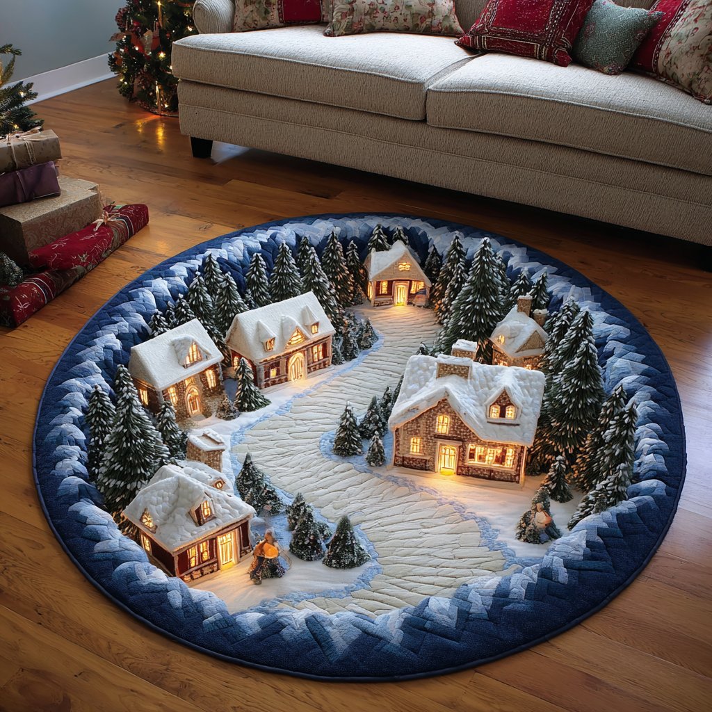 Deep Retreat Round Mat Rug - washable non-slip printed rug