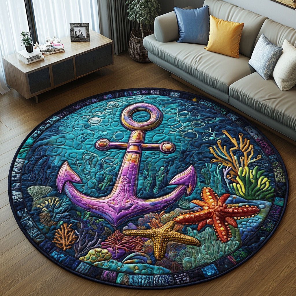 Deep Sea Adventure Round Mat Rug - washable non-slip printed rug