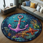Deep Sea Adventure Round Mat Rug - washable non-slip printed rug