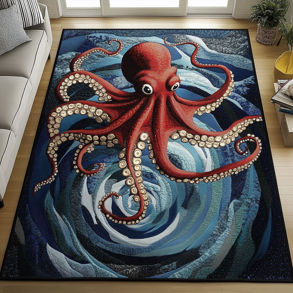 Deep Sea Tentacle area rug in a living room
