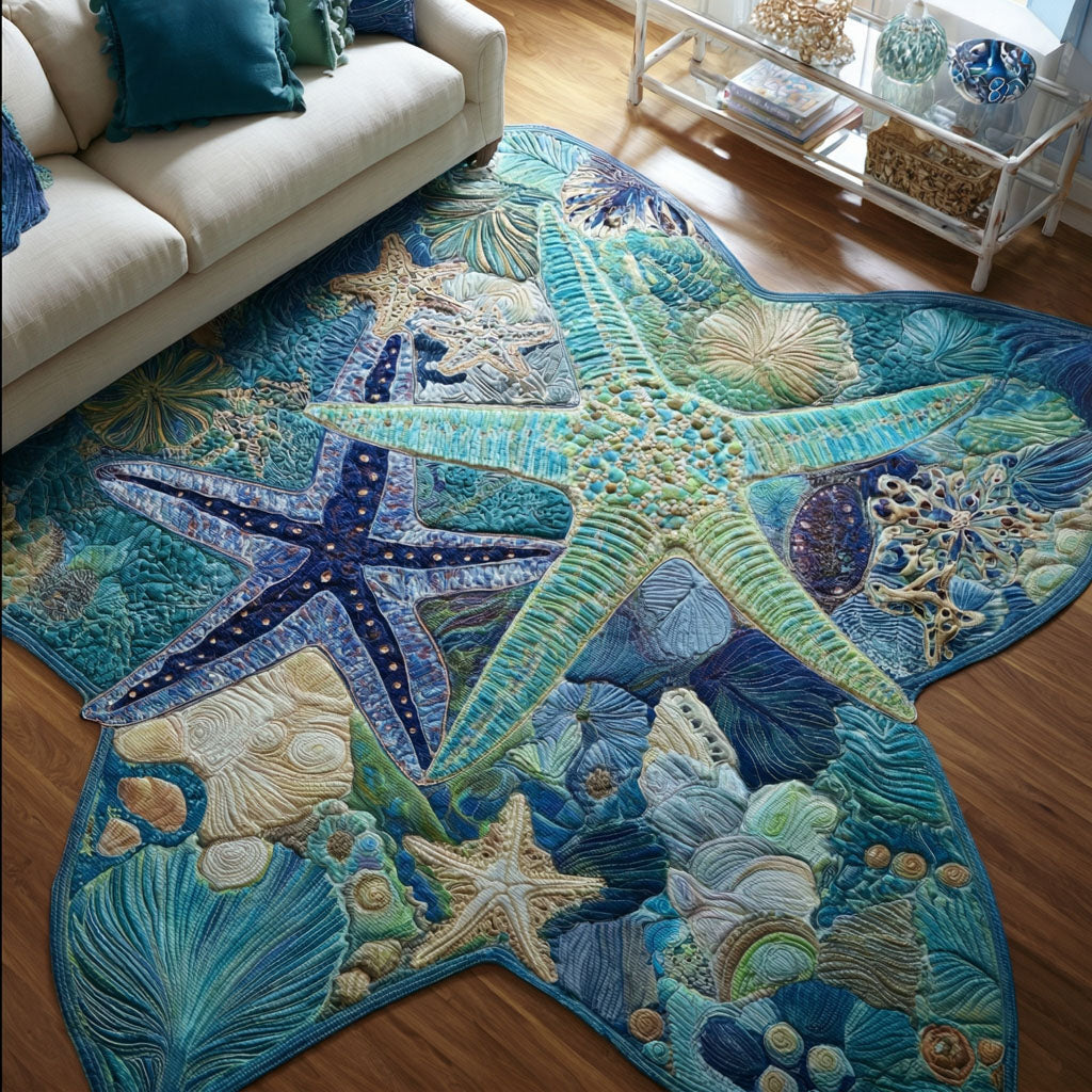 Deep Sea Treasure Custom Shape Area Rug - Coastal Design | Die-Cut Non-Slip Rug - washable non-slip printed rug