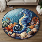 Deep Sea Wonder Round Mat Rug - washable non-slip printed rug