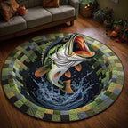 Deep Strike Bass Round Mat Rug - washable non-slip printed rug