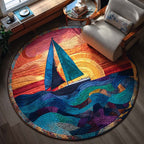 Deep Tide Round Mat Rug - washable non-slip printed rug