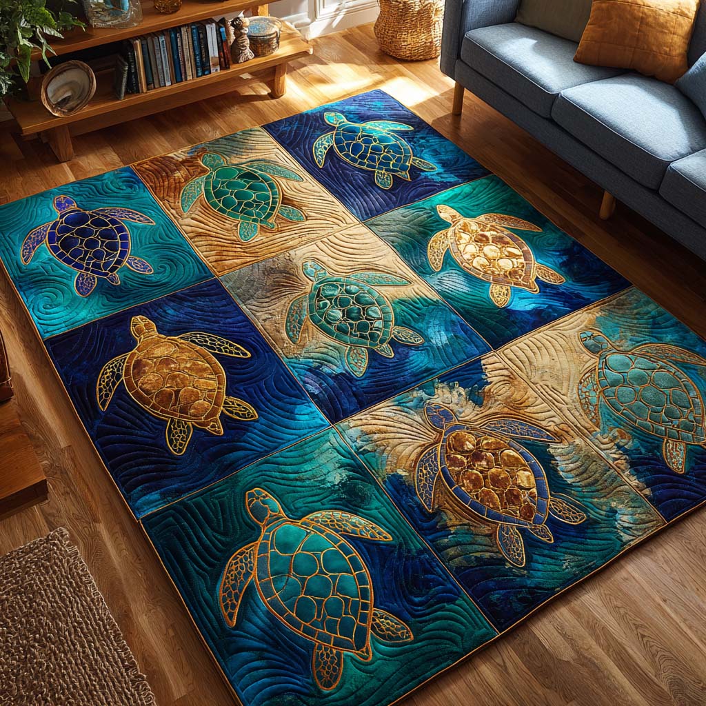 Deep Turtle area rug in a living room