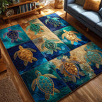 Deep Turtle area rug in a living room