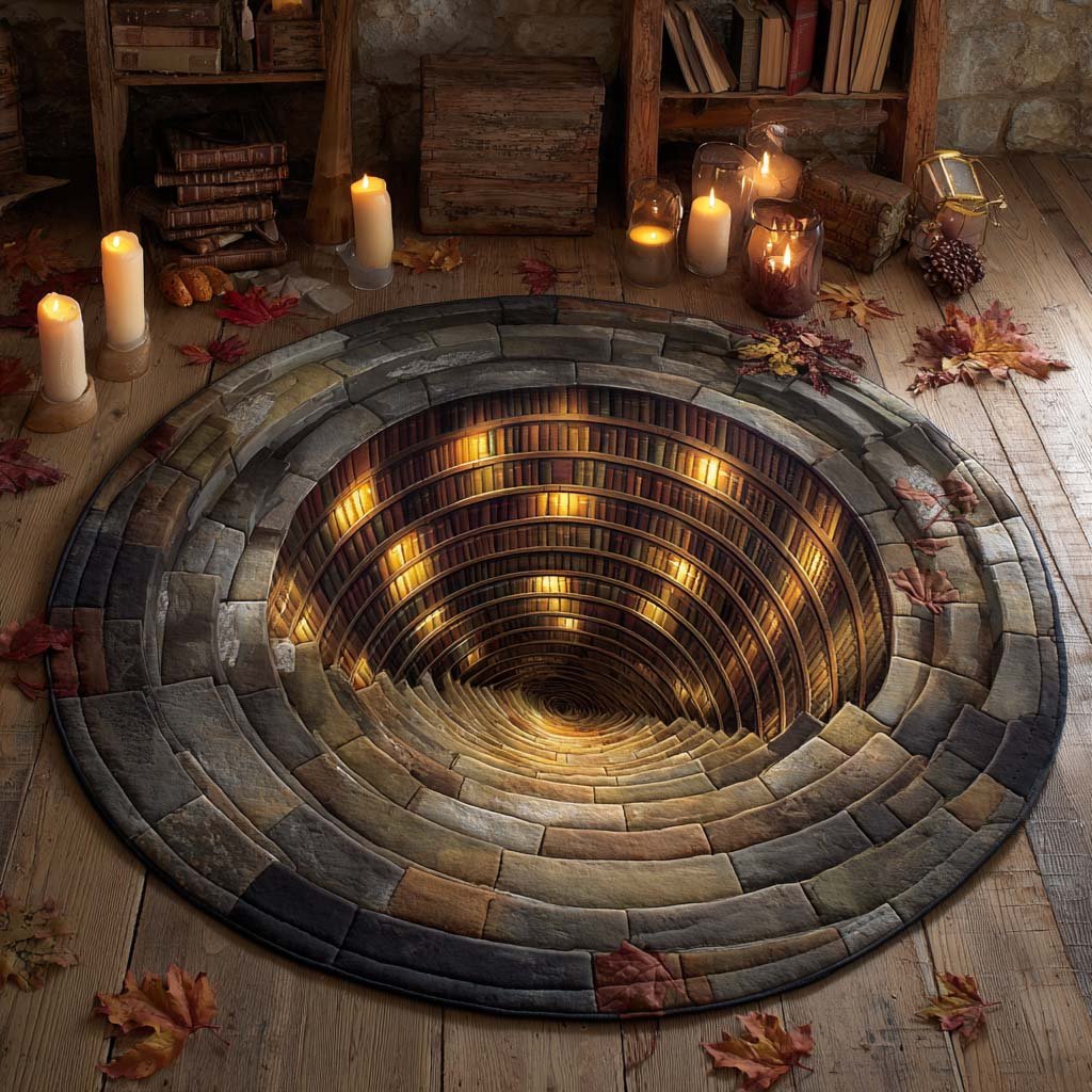 Deep Vault Round Mat Rug - washable non-slip printed rug