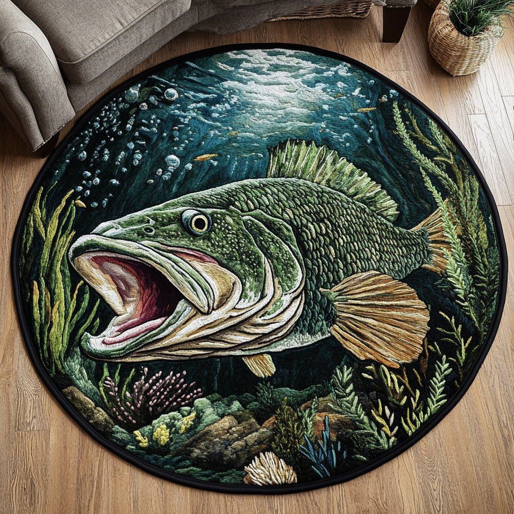 Deep Waters Round Mat Rug - washable non-slip printed rug