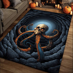 Deepsea Octopus Skull area rug in a living room