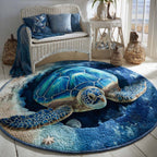 Deepsea Turtle Round Mat Rug - washable non-slip printed rug