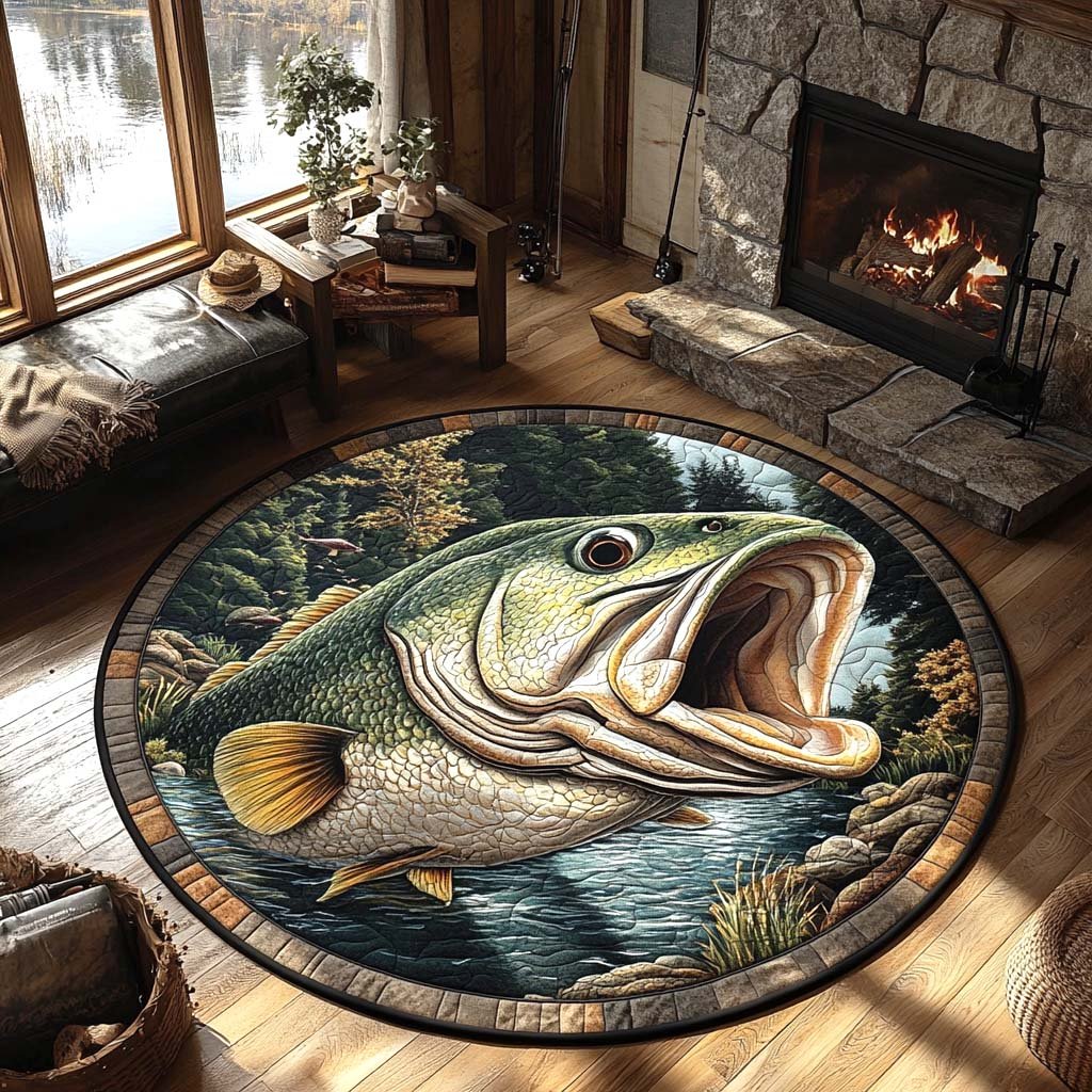 Deepwater King Round Mat Rug - washable non-slip printed rug