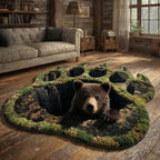 Deepwood Bear Custom Shape Area Rug - Cute Animal Design | Die-Cut Non-Slip Rug - washable non-slip printed rug
