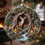 Deer in the Tree Hollow Christmas Ornament