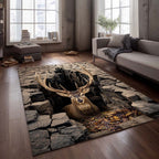 Deer area rug in a living room