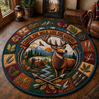 Deer Hunting Country Round Mat Rug - Cute Animal Design | Charming Home Decor - washable non-slip printed rug