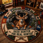 Deer Hunting Trails Round Mat Rug - Cute Animal Design | Charming Home Decor - washable non-slip printed rug