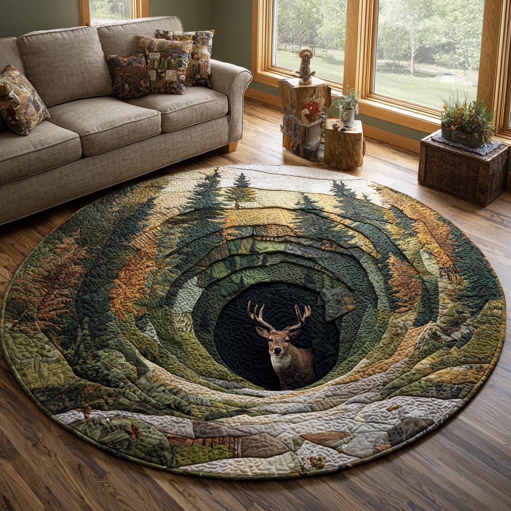 Deer Majesty Round Mat Rug - washable non-slip printed rug