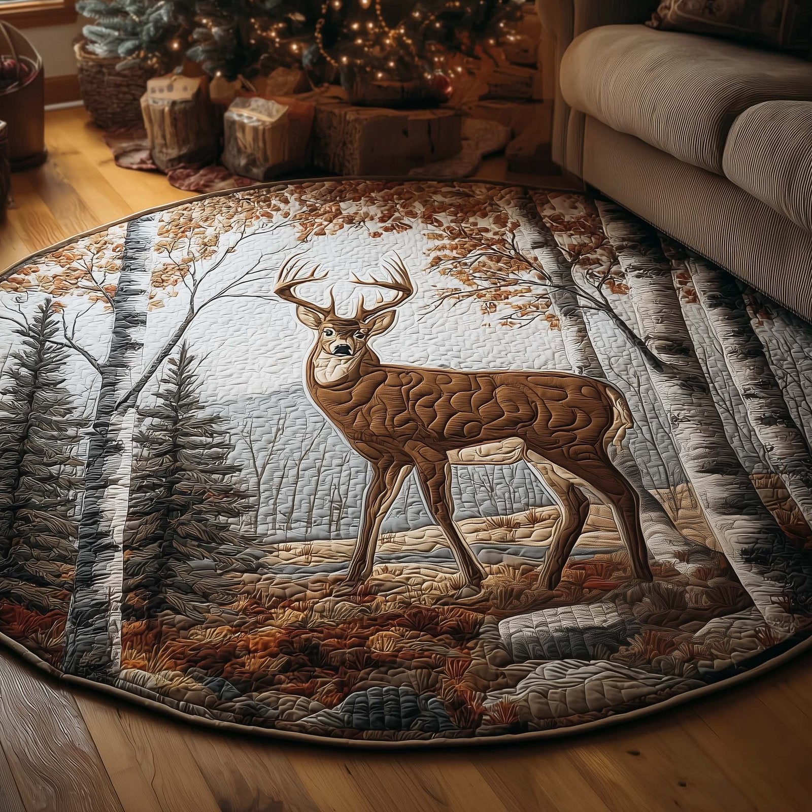 Deer Round Mat Rug - Nature Design | Serene Home Decor