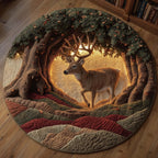 Deer Round Mat Rug - washable non-slip printed rug