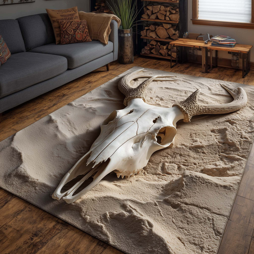 Deer Serenity area rug in a living room