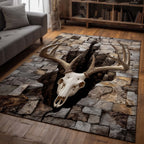 Deer Serenity area rug in a living room