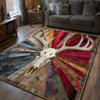 Deer Serenity area rug in a living room