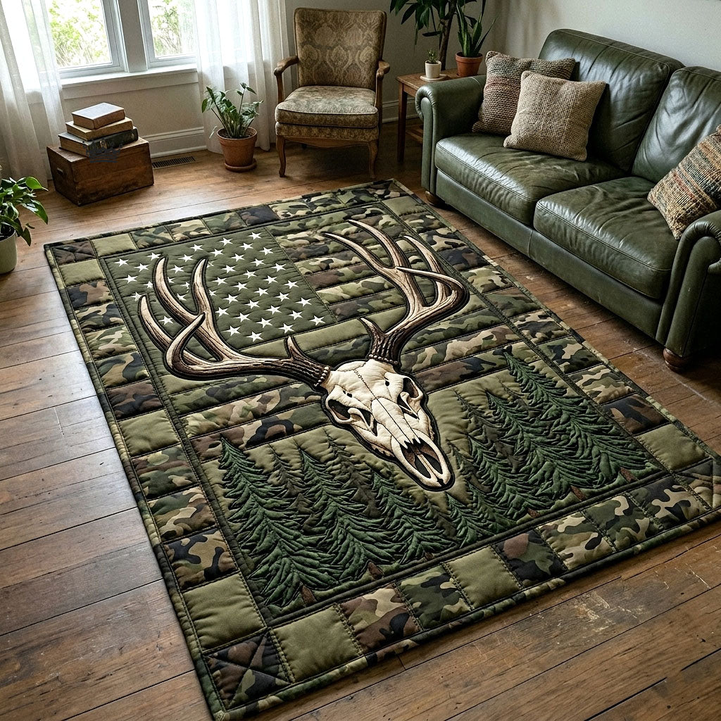 Deer Serenity area rug in a living room