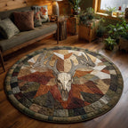 Deer Serenity (Design 4) Round Mat Rug - washable non-slip printed rug