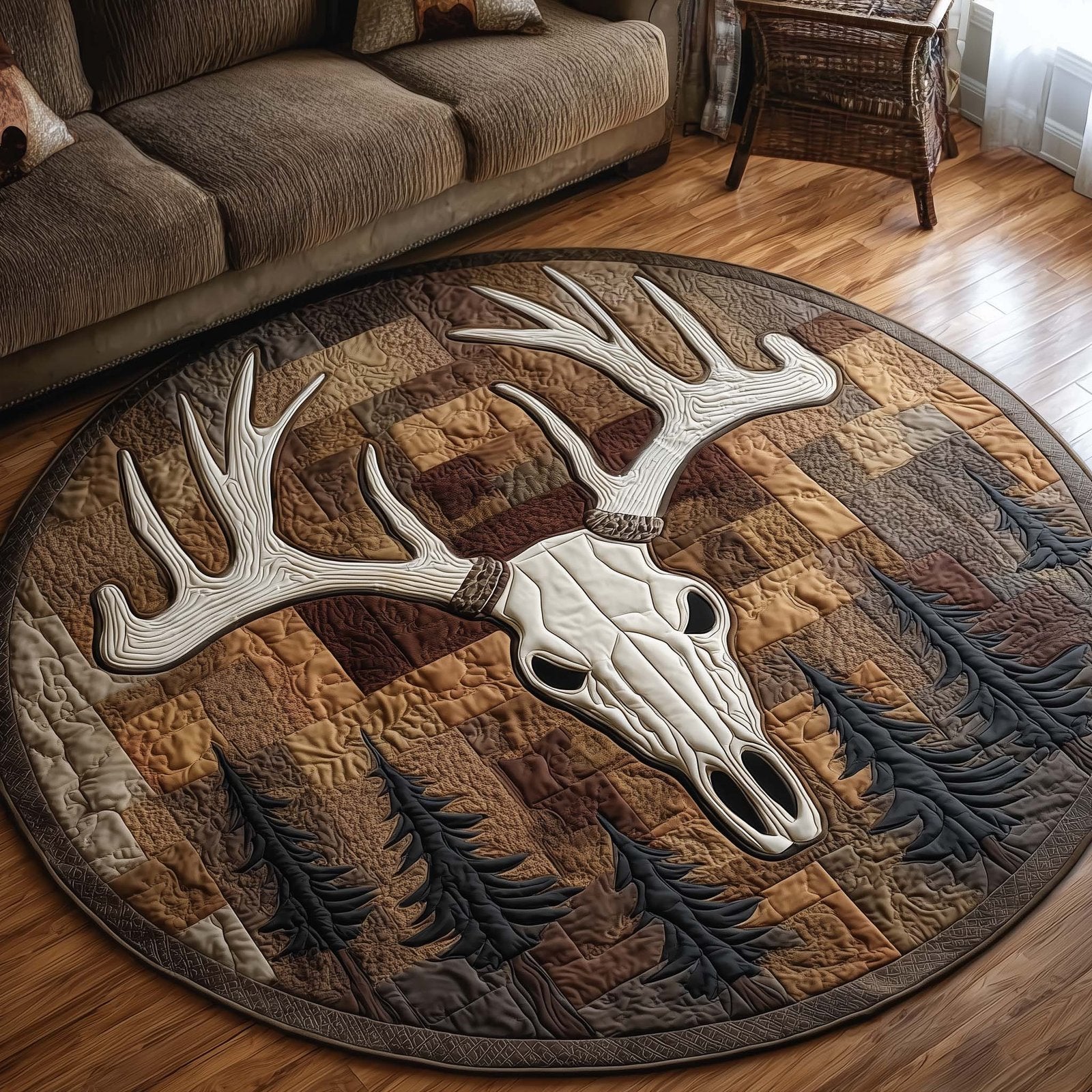 Deer Serenity Round Mat Rug - Nature Design | Serene Home Decor