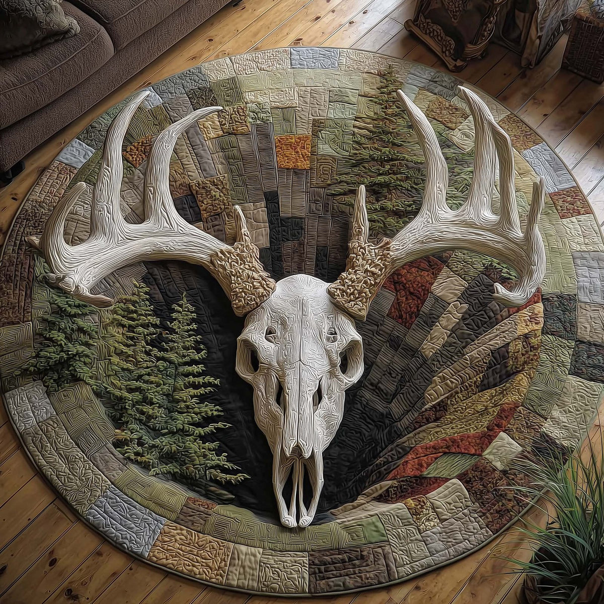 Deer Serenity Round Mat Rug - Nature Design | Serene Home Decor