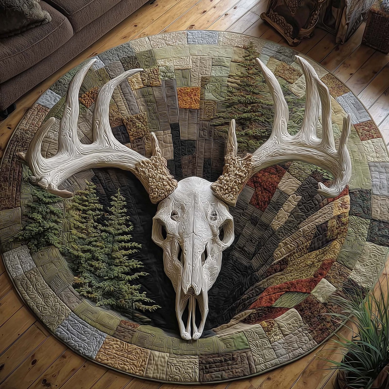 Deer Serenity Round Mat Rug - Nature Design | Serene Home Decor