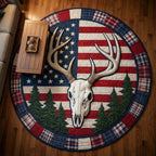 Deer Serenity Round Mat Rug - washable non-slip printed rug